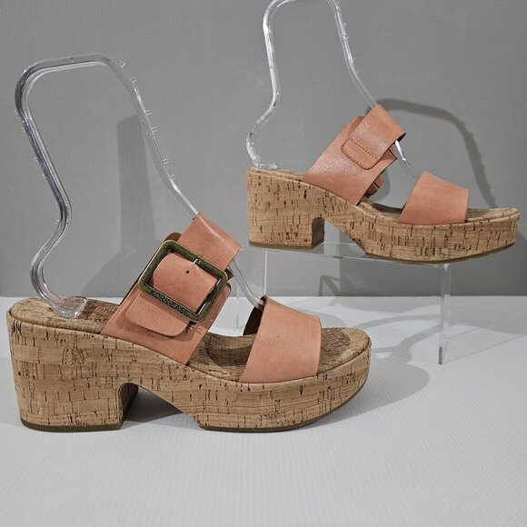 NEW Kork Ease Taige Sandal Chunky Platform Heel Orange Leather Cork Size 11 - Picture 3 of 12